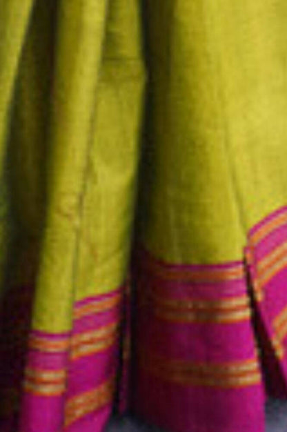 Very Much Indian Handloom Cotton Viscose Ilkal Saree - Bright Green