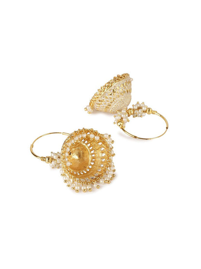 Gold-Polished Alloy Hoop And Jhumki Earrings - The Pari