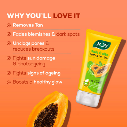 Joy De Tan Papaya Face Wash For Dark Spots Tan & Dead Skin Removal