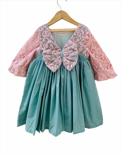 ArthLife Green And Pink Net Dress