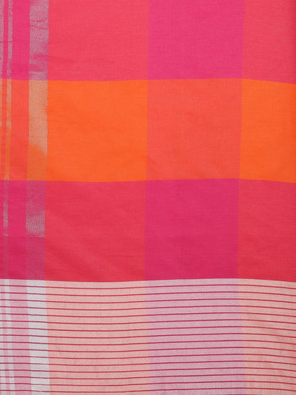Saree Mall Pink & Orange Checked Saree