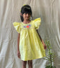 ArthLife Yellow Flower Embroidered Lace Dress