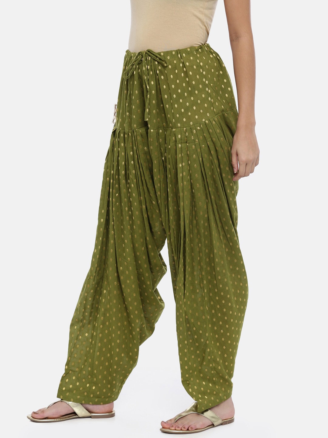 Souchii Olive Green Woven Design Patiala