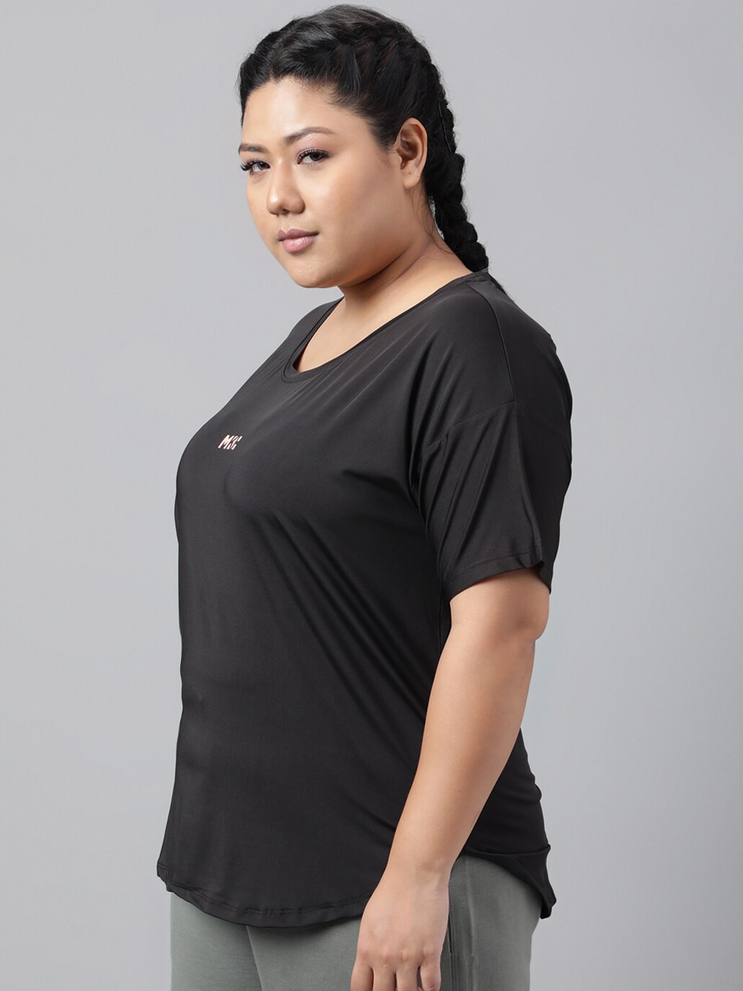 MKH Plus Size Drop Shoulder Sleeves Dri FIT Relaxed Fit Sports T-shirt
