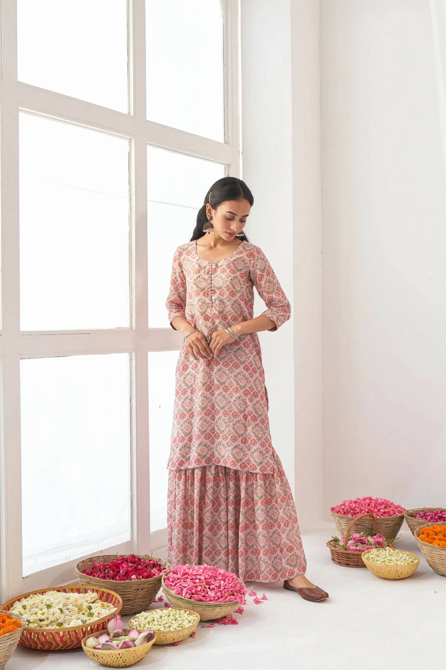 Designer Stylish Pink Muslin Stitched Suit With Dupatta - Anbazaar