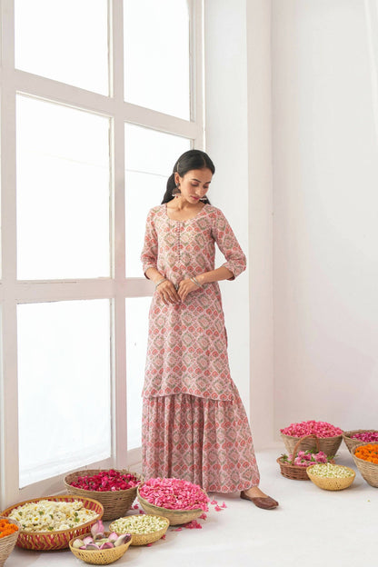 Designer Stylish Pink Muslin Stitched Suit With Dupatta - Anbazaar