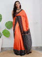 Saree Mall Orange & Black Ethnic Motifs Printed Pure Cotton Sarees