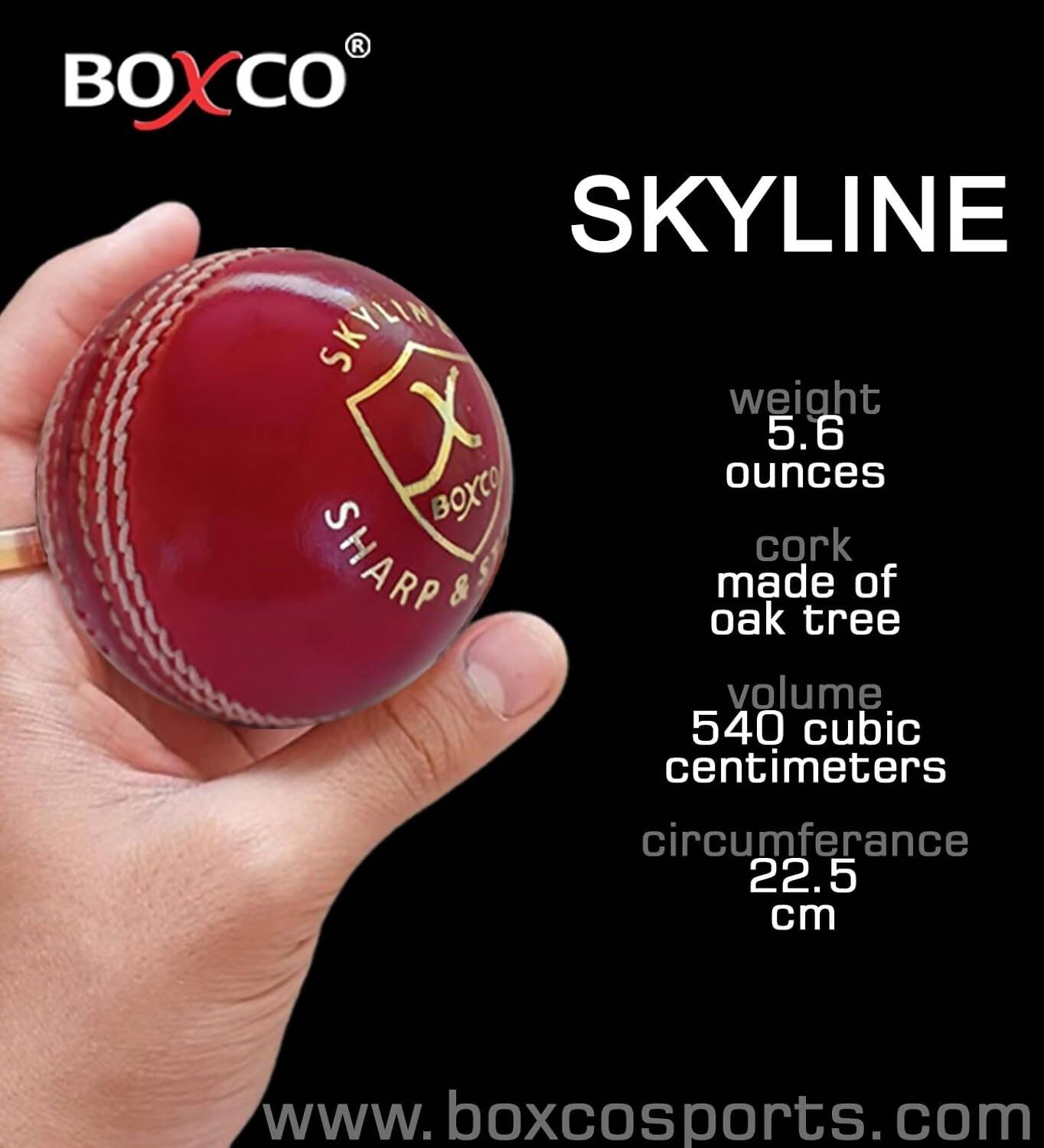 Boxco Skyline Hand Stiched Four Piece Cricket Leather Ball (Pack of 6)