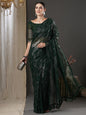 Saree Mall Green Abstract Printed Pure Georgette Saree