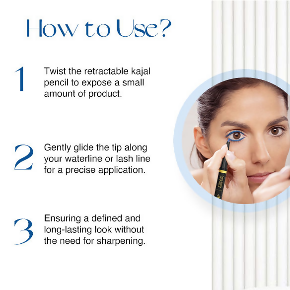 Nourish Mantra Jet Gaze Kajal Urban Rani - Blue with Almond Oil & Vitamin E