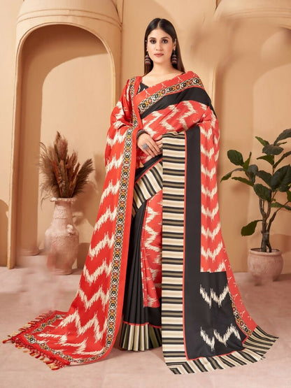 Aayaa Designer Winter Collection Printed Saree With Shawl - Multi Color