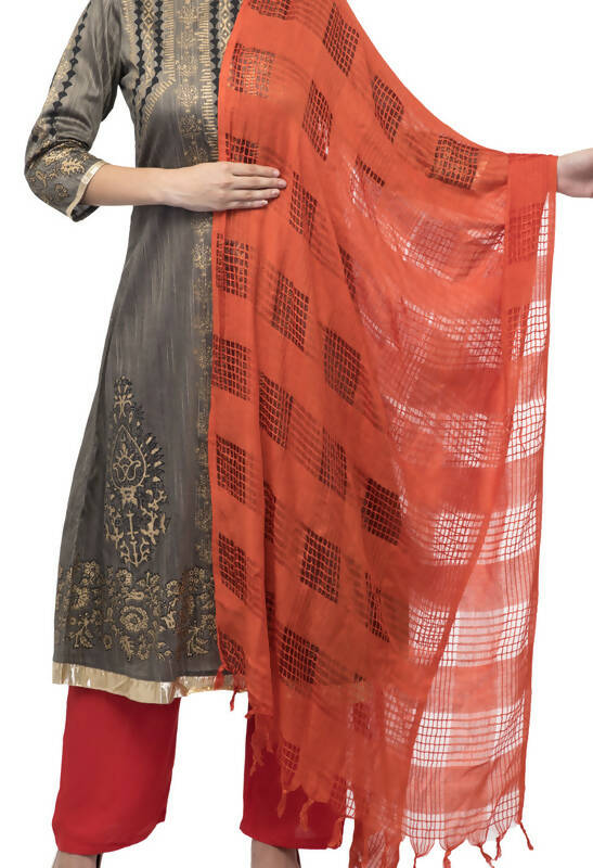 Mominos Fashion Moeza Orange Window Cotton Dupatta