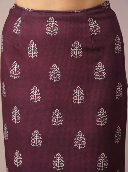 Myshka Women's Violet Printed Knee Length Party Embellished Skirts