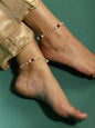 Gold-Polished Pink White Pearl Beaded Anklets Set Of 2 - Ruby Raang