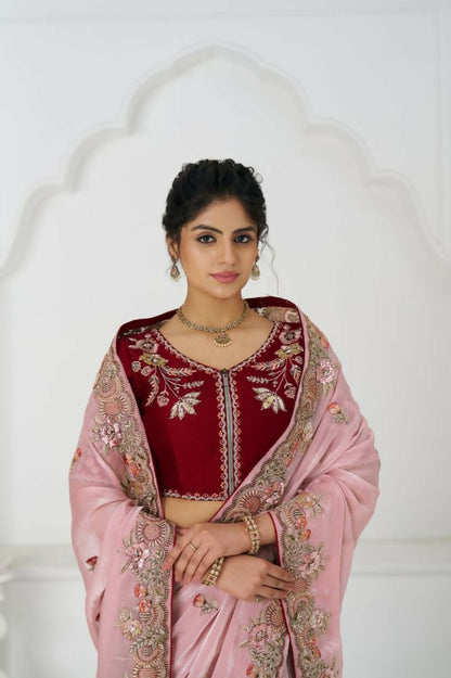 Kesar Fab Graceful Pink Zari And Sequins On Rich Fendi Silk Saree