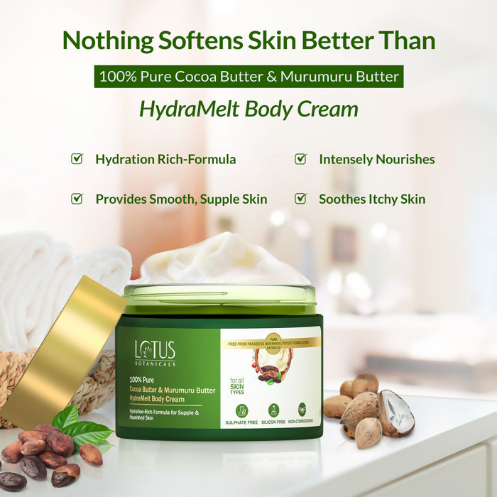Lotus Botanicals 100% Pure Cocoa Butter & Murumuru Butter HydraMelt Body Cream