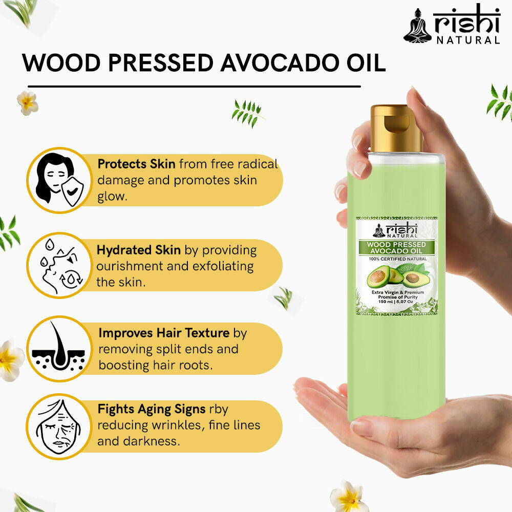 Rishi Natural Avocado Oil Wood Pressed 100% Pure Healthy skin And Hair