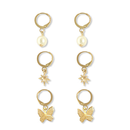 Gold-Polished Alloy Set Of 6 Designer Earrings - The Pari