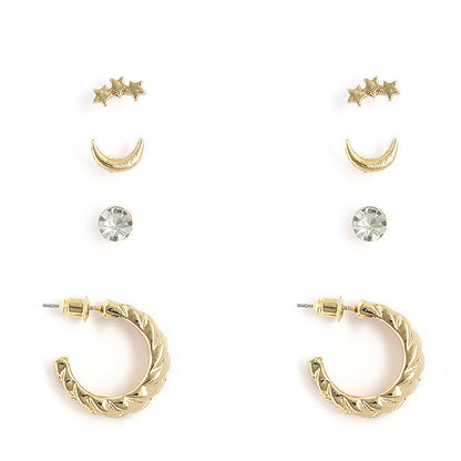 Gold-Polished Alloy Set Of 6 Designer Earrings - The Pari
