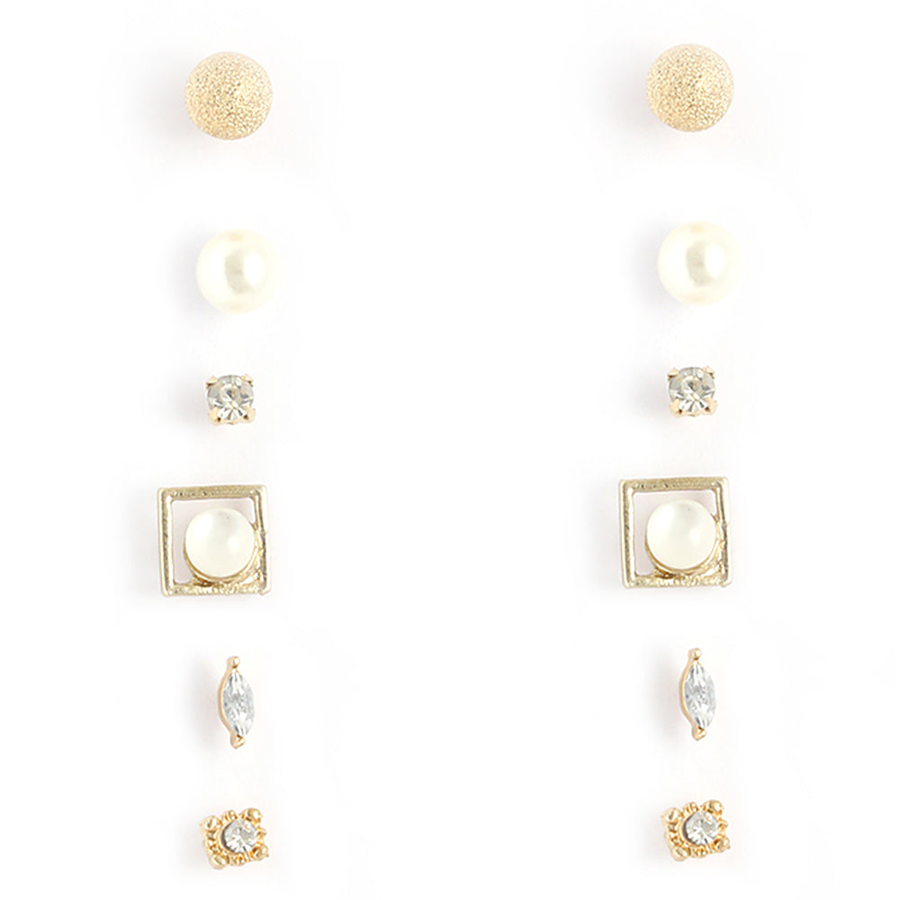 Gold-Polished Alloy Set Of 9 Designer Earrings - The Pari