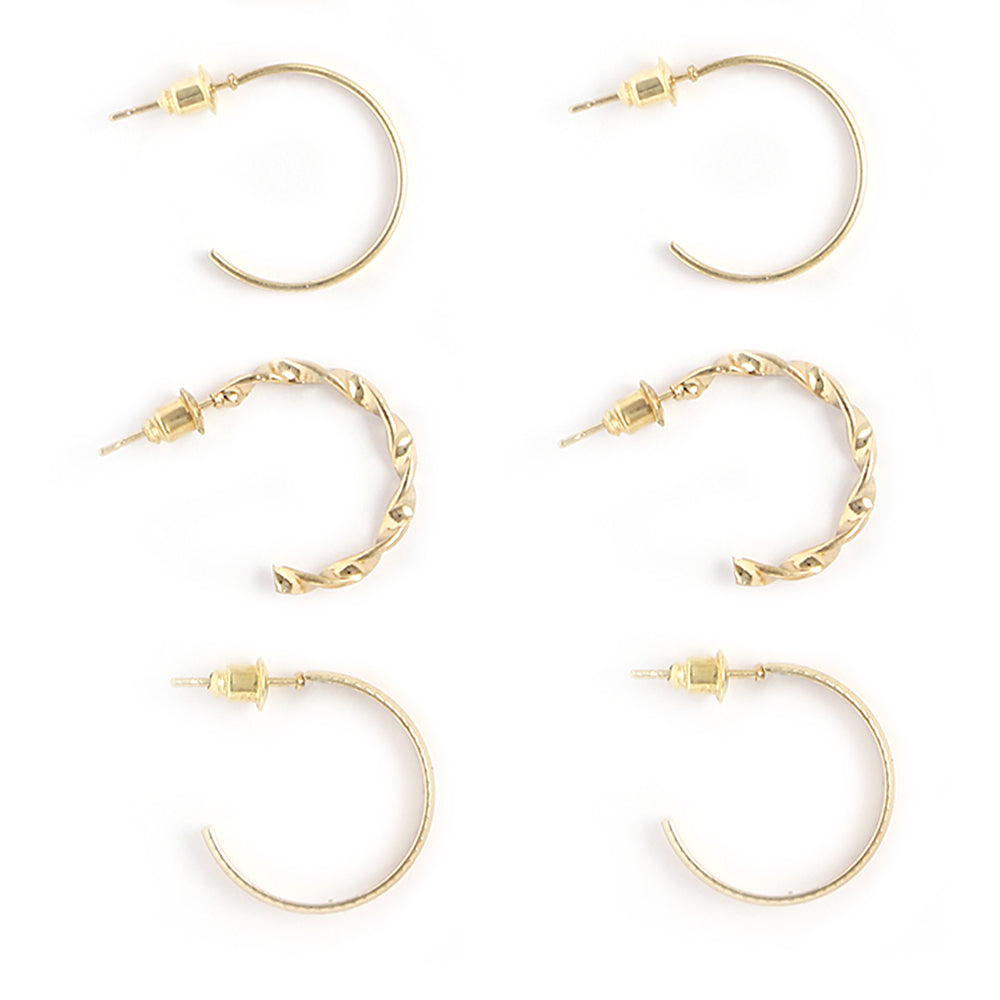 Gold-Polished Alloy Set Of 9 Designer Earrings - The Pari