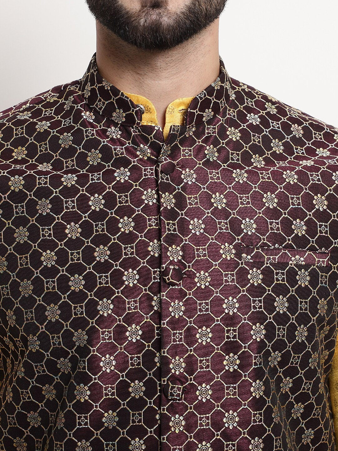 Sojanya Ethnic Motifs Printed Regular Kurta & Pyjamas With Nehru Jacket