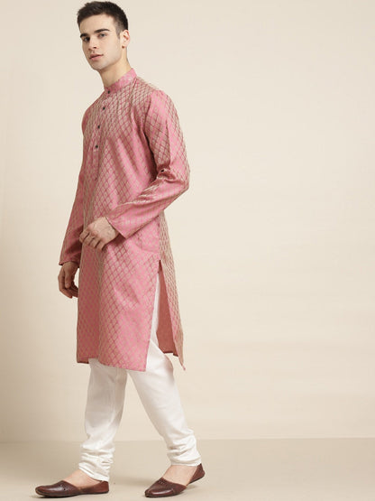 Sojanya Ethnic Motif Woven Design Mandarin Collar Straight Kurta With Churidar
