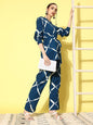 InWeave Women's Indigo Criss Cross Belted Coord Set