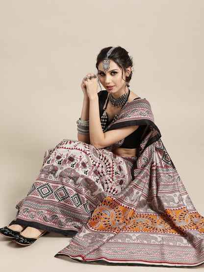 Saree Mall Warli Saree with Sleek border