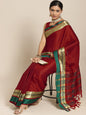 Saree Mall Maroon & Gold-Toned Zari Silk Blend Uppada Sarees