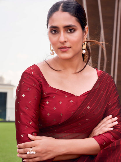 Tikhi Imli Striped Ready to Wear Saree
