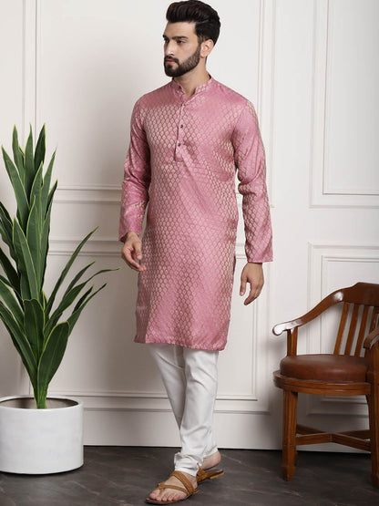 Sojanya Woven Design Mandarin Collar Kurta with Churidar & Nehru Jacket