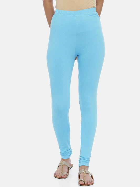 Souchii Blue Solid Churidar-Length Leggings