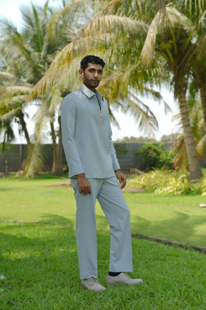 Linear Luxe Light Blue Shacket by Hilo Design