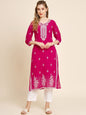HERE&NOW Ethnic Motifs Embroidered Thread Work Georgette Kurta