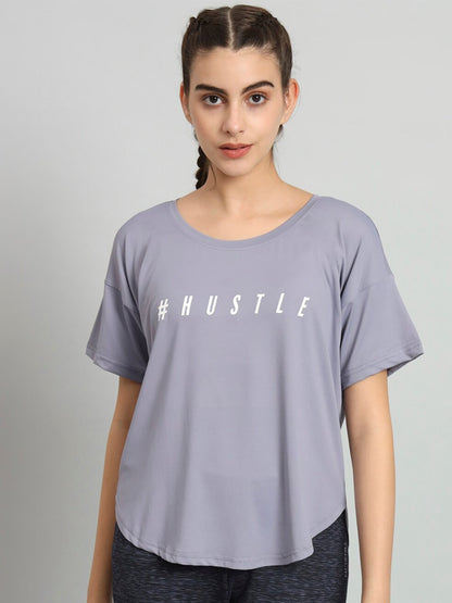 MKH Typography Printed Drop Shoulder Sleeves Dri-Fit Relaxed Fit T-shirt