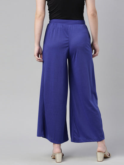 Souchii Navy Blue Knitted Ethnic Palazzos