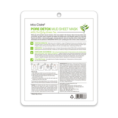 Miss Claire Pore Detox Mud Sheet Mask With Purifying Green Tea