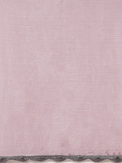 Tikhi Imli Pink Solid Embellished Border Saree