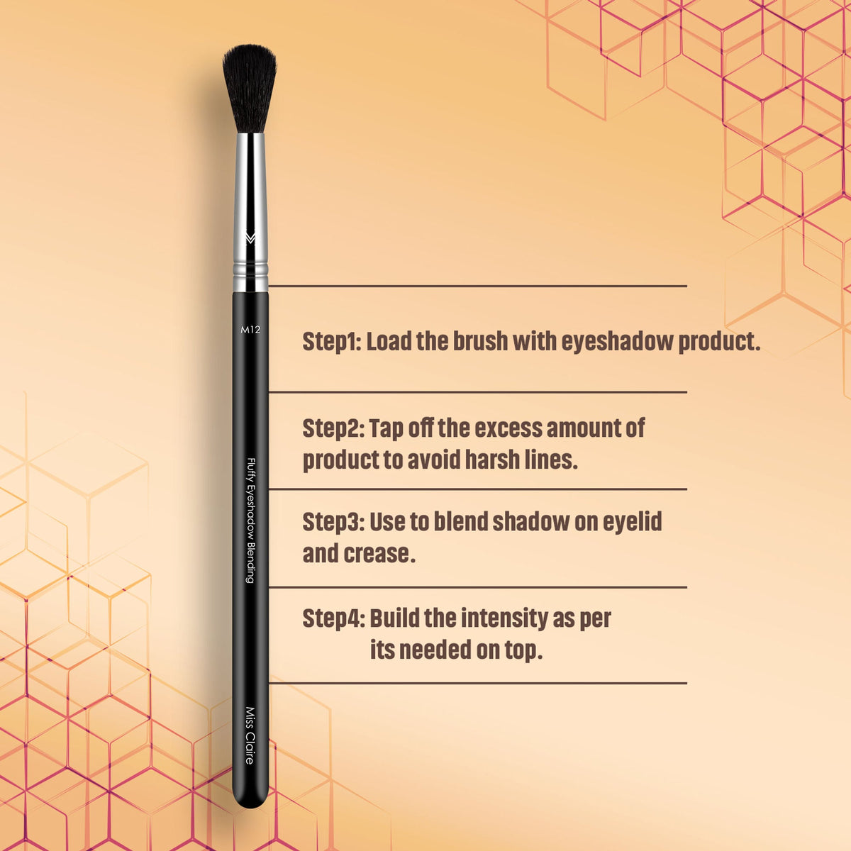 Miss Claire M12 - Fluffy Eyeshadow Blending Brush (Black) - Chrome