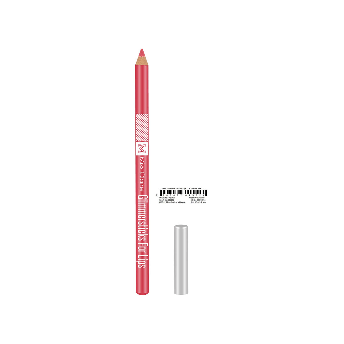 Miss Claire Glimmersticks For Lips - Sharbat Pink L-26