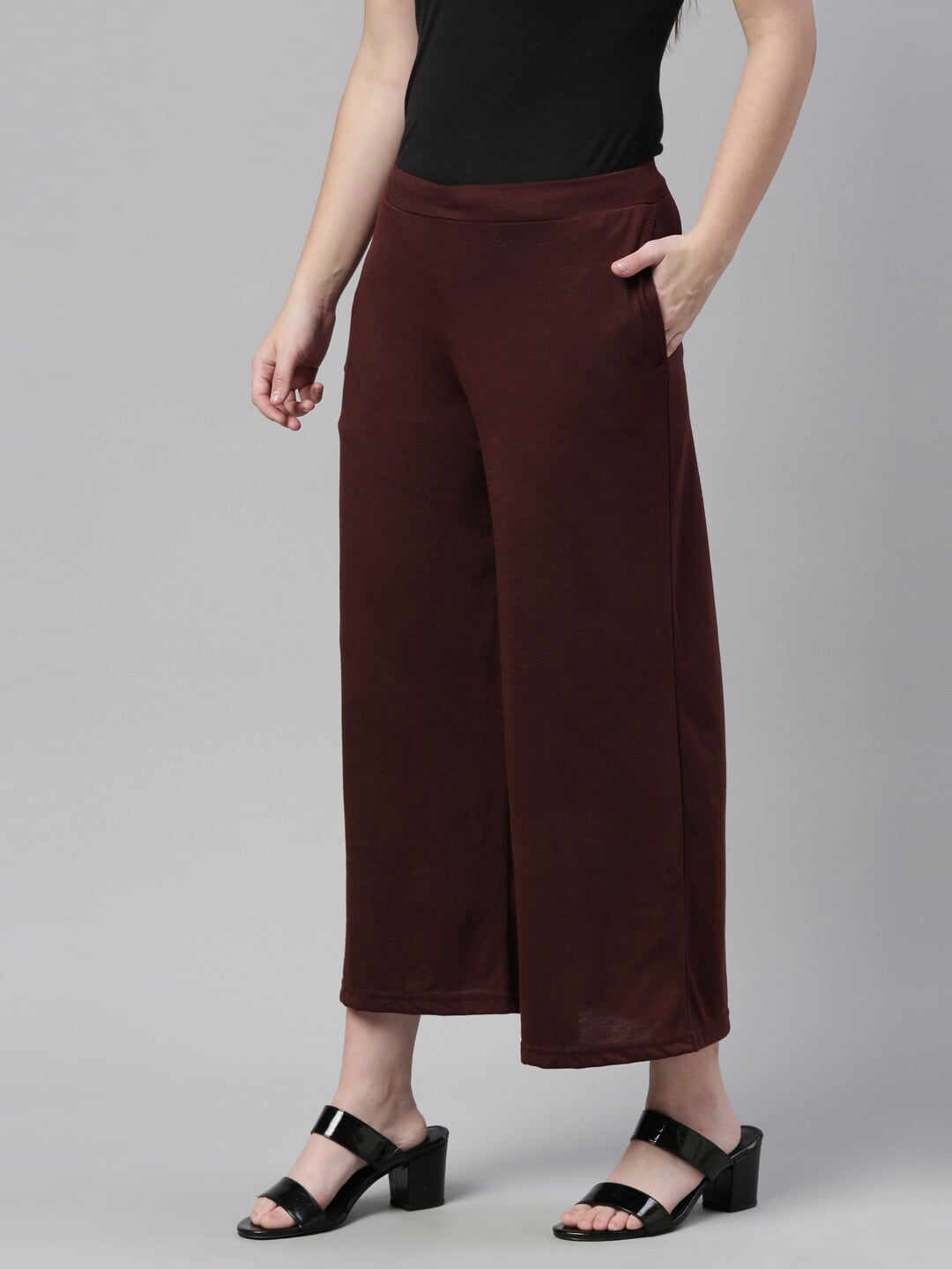 Souchii Brown Knitted Ethnic Palazzos