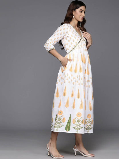 Ahalyaa Women's Traditional wear Dress - White