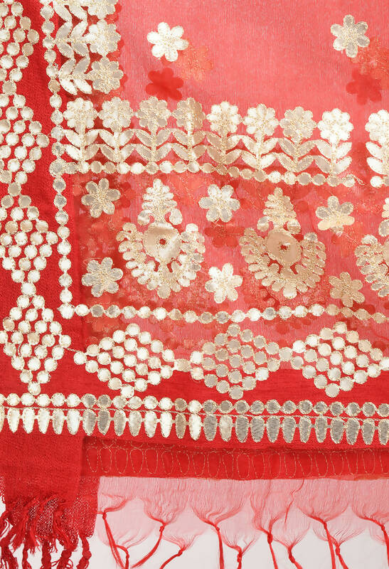 Mominos Fashion Moeza Women Organza Gotta Patti Bridal Dupatta Red Dupatta