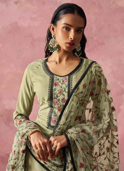 Vegaa Fashion Beige Georgette Embroidered Salwar Suit