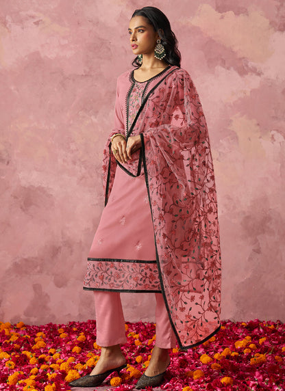 Vegaa Fashion Light Pink Georgette Embroidered Salwar Suit