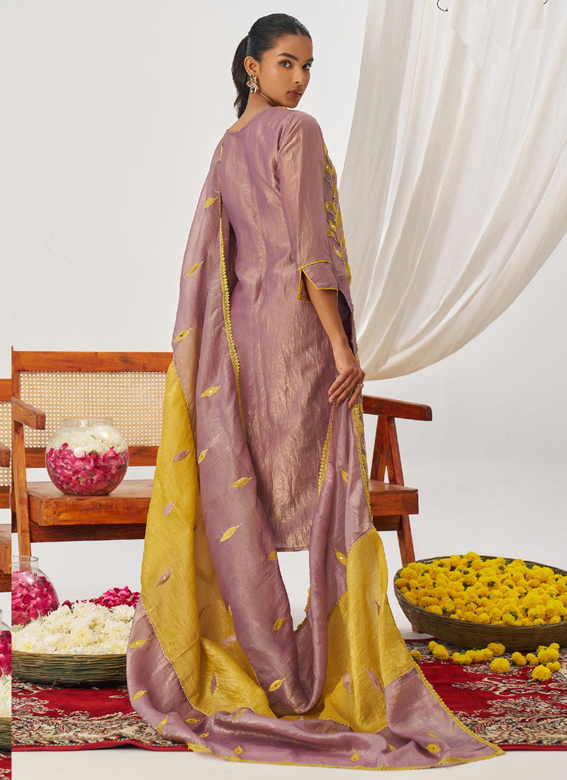 Vegaa Fashion Yellow Organza Embroidered Party Wear Suit