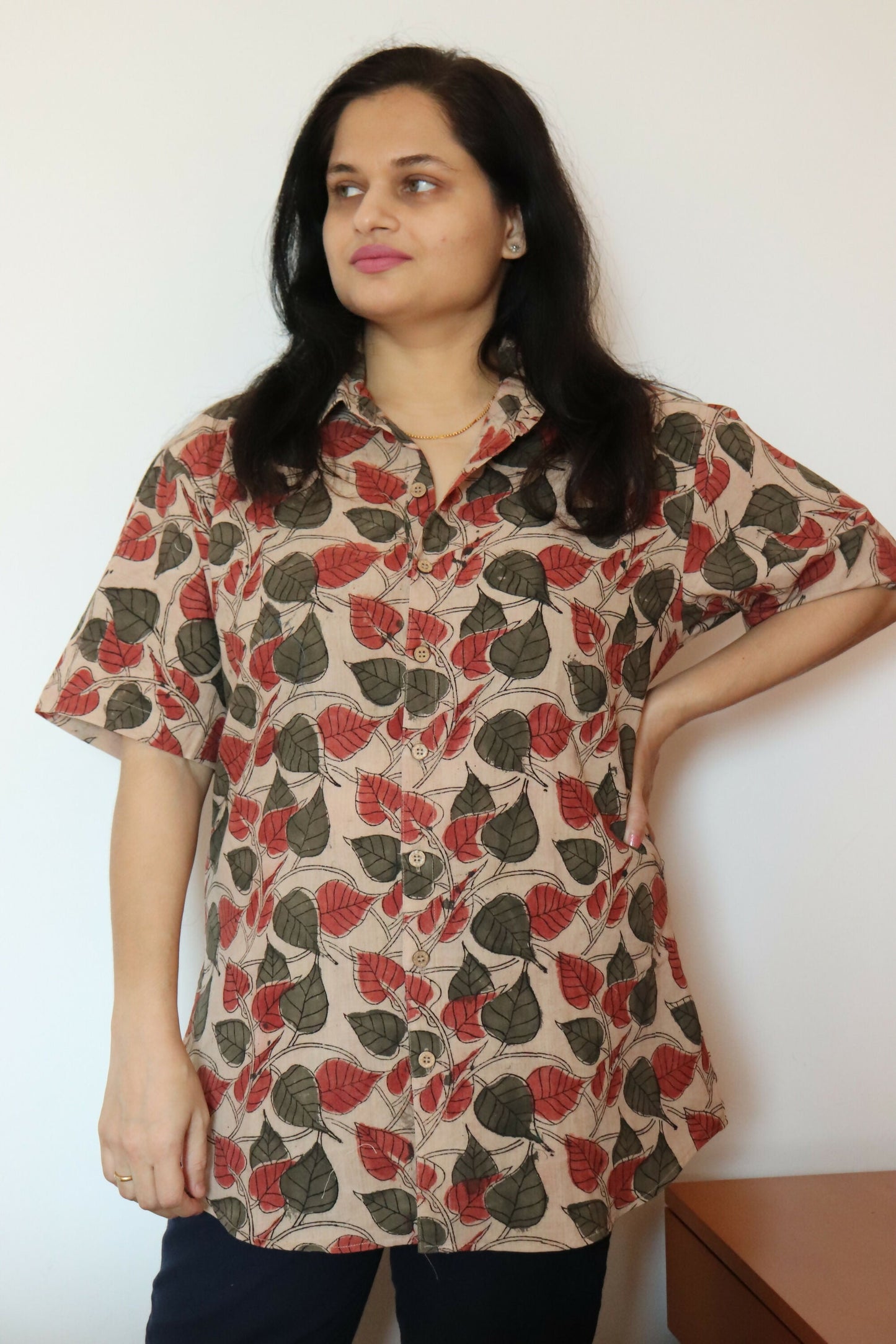 Earthyweaves Brown Kalamkari Cotton Shirt for Men & Women