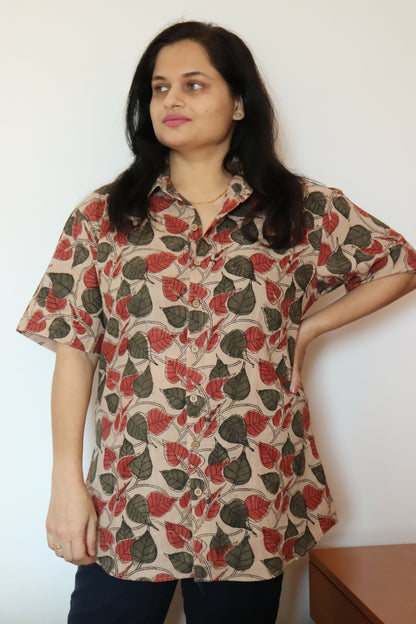 Earthyweaves Brown Kalamkari Cotton Shirt for Men & Women
