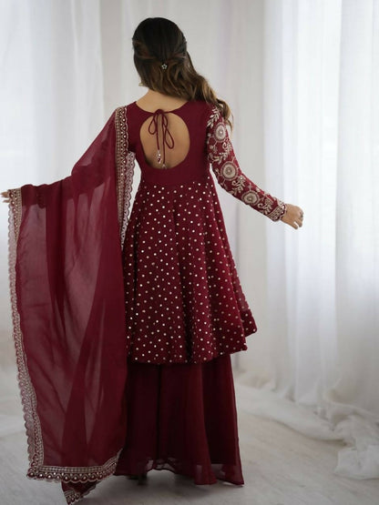 Teeya Creation Maroon Color Embroidery Work Wedding Wear Salwar Suit